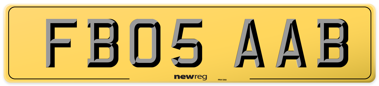 FB05 AAB Rear Number Plate