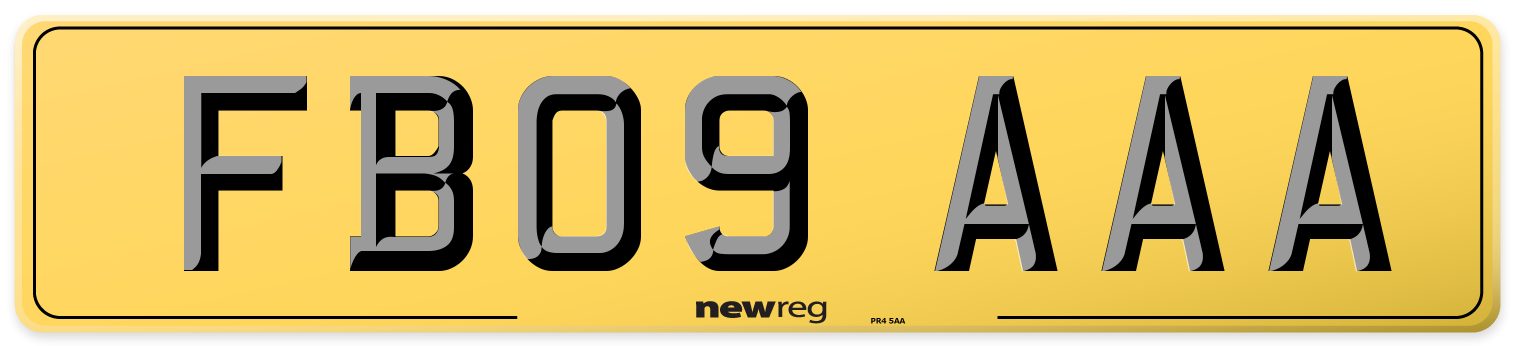 FB09 AAA Rear Number Plate