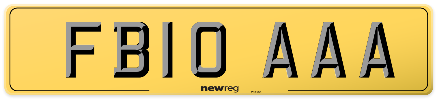 FB10 AAA Rear Number Plate