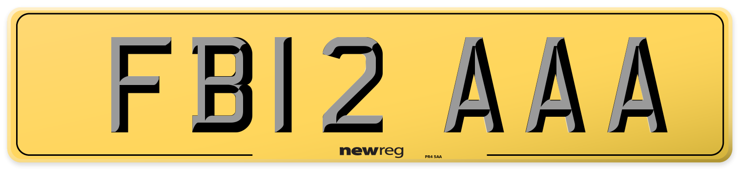 FB12 AAA Rear Number Plate