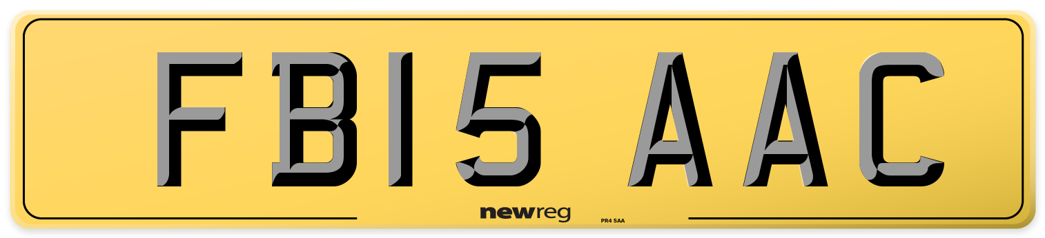 FB15 AAC Rear Number Plate