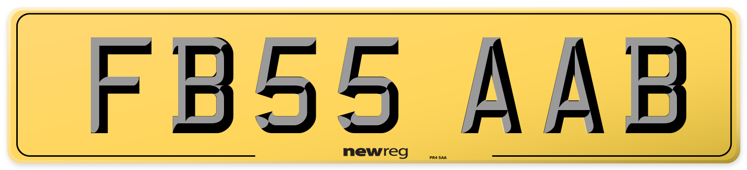 FB55 AAB Rear Number Plate