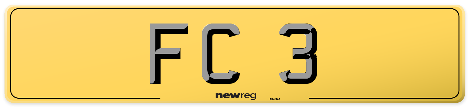 FC 3 Rear Number Plate