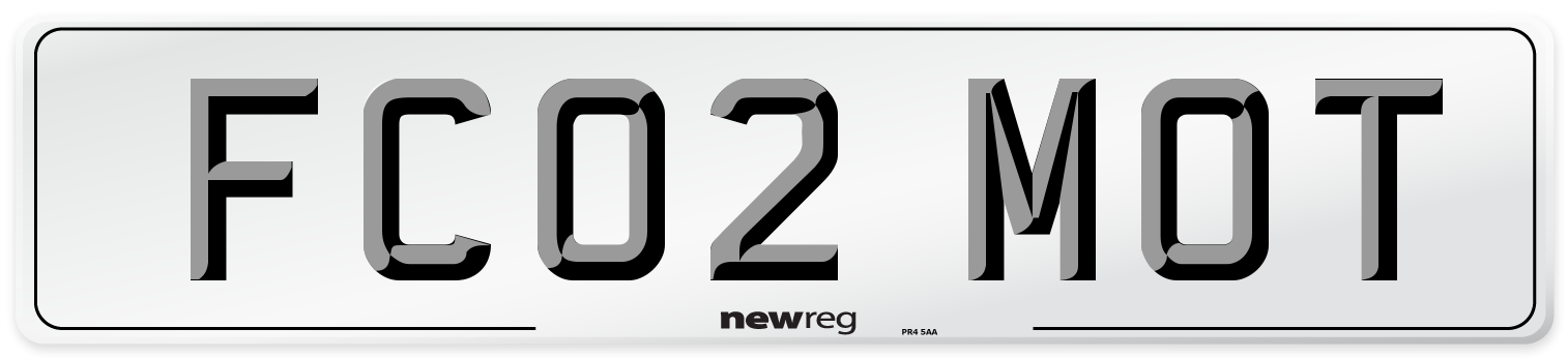 FC02 MOT Front Number Plate