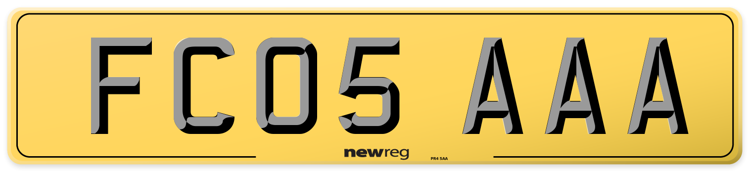 FC05 AAA Rear Number Plate