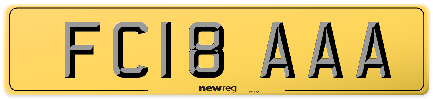 FC18 AAA Rear Number Plate