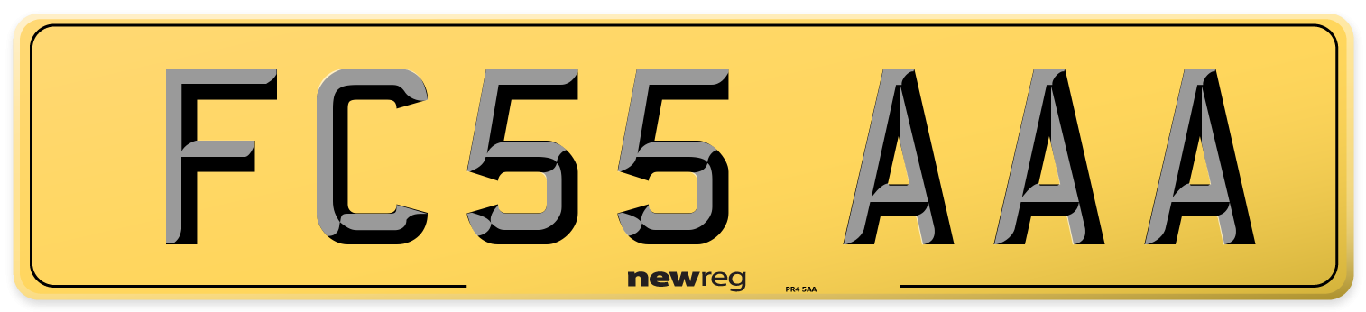 FC55 AAA Rear Number Plate