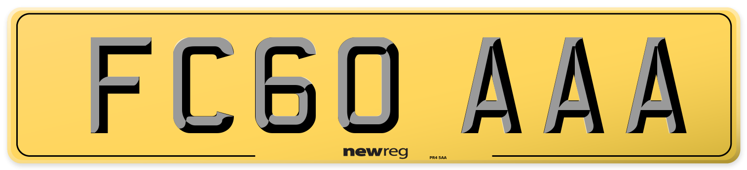 FC60 AAA Rear Number Plate