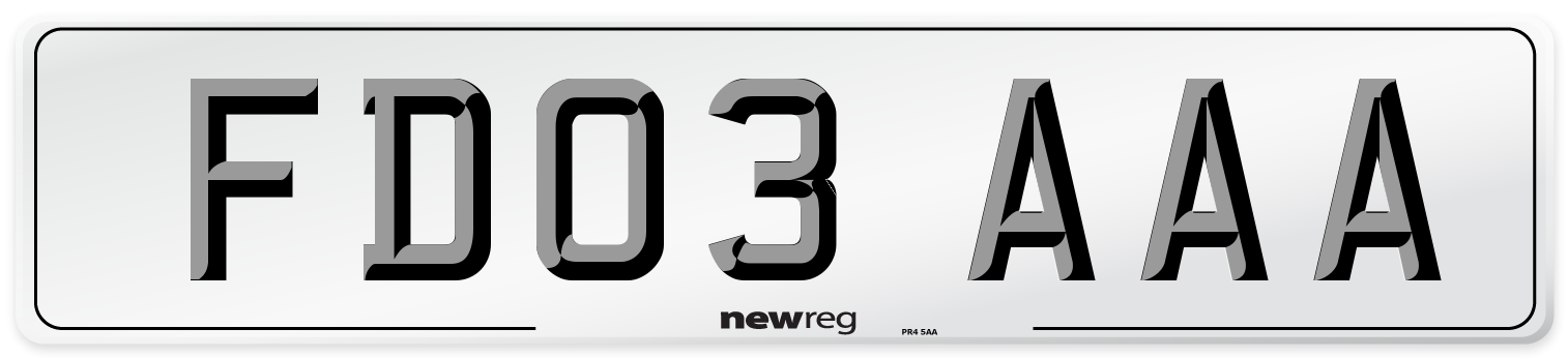 FD03 AAA Front Number Plate