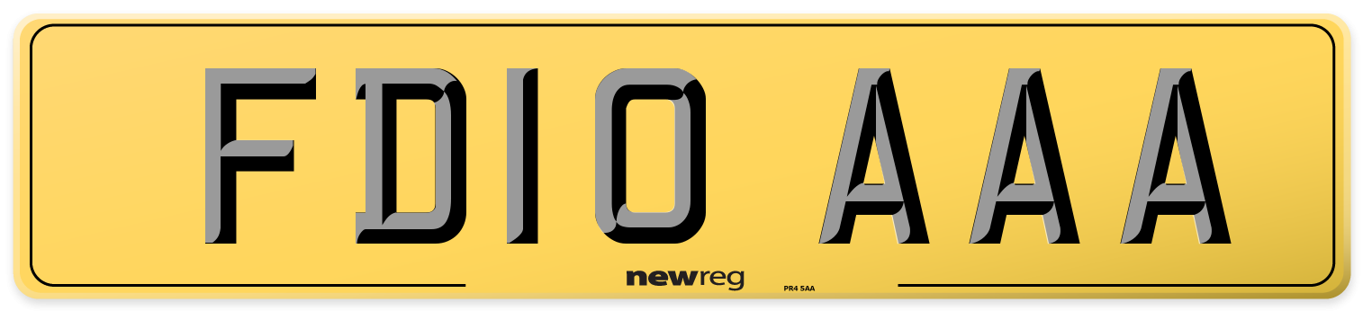 FD10 AAA Rear Number Plate