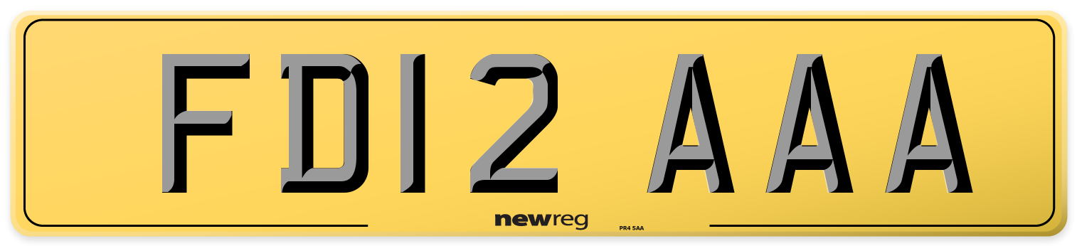 FD12 AAA Rear Number Plate