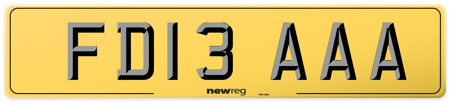 FD13 AAA Rear Number Plate
