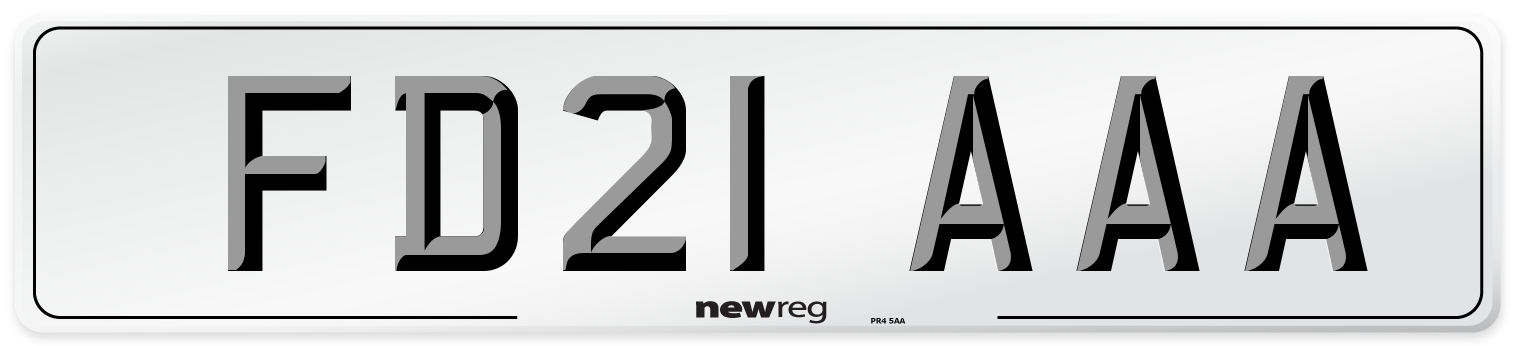 FD21 AAA Front Number Plate