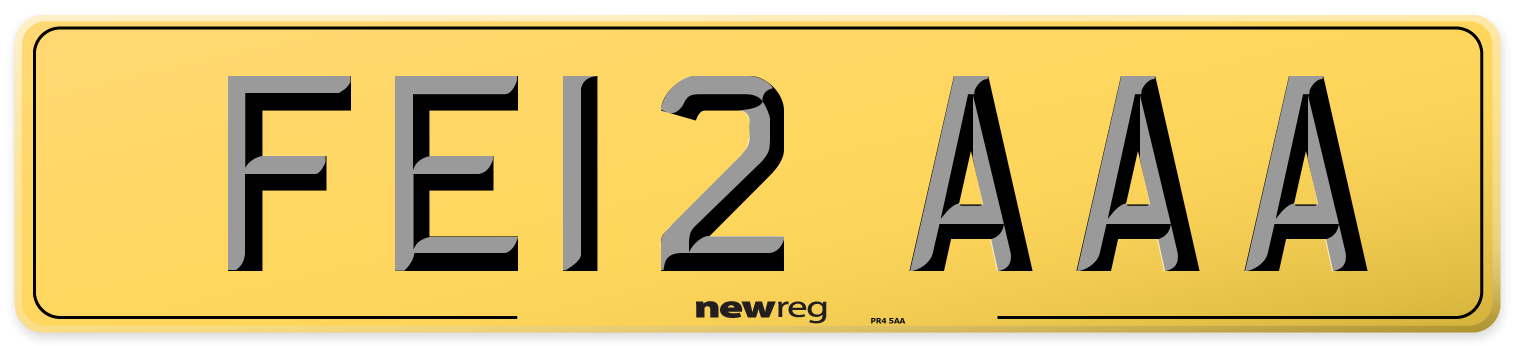 FE12 AAA Rear Number Plate