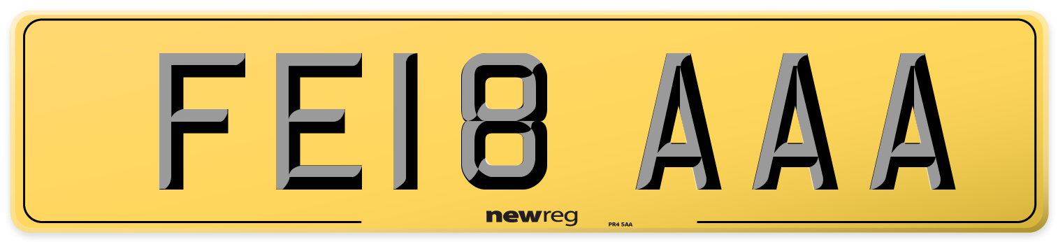 FE18 AAA Rear Number Plate