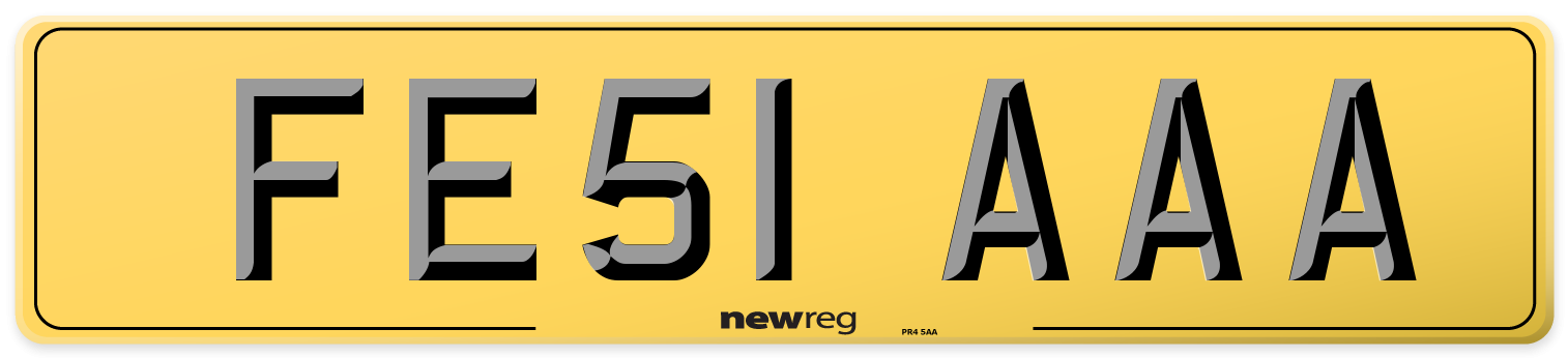FE51 AAA Rear Number Plate