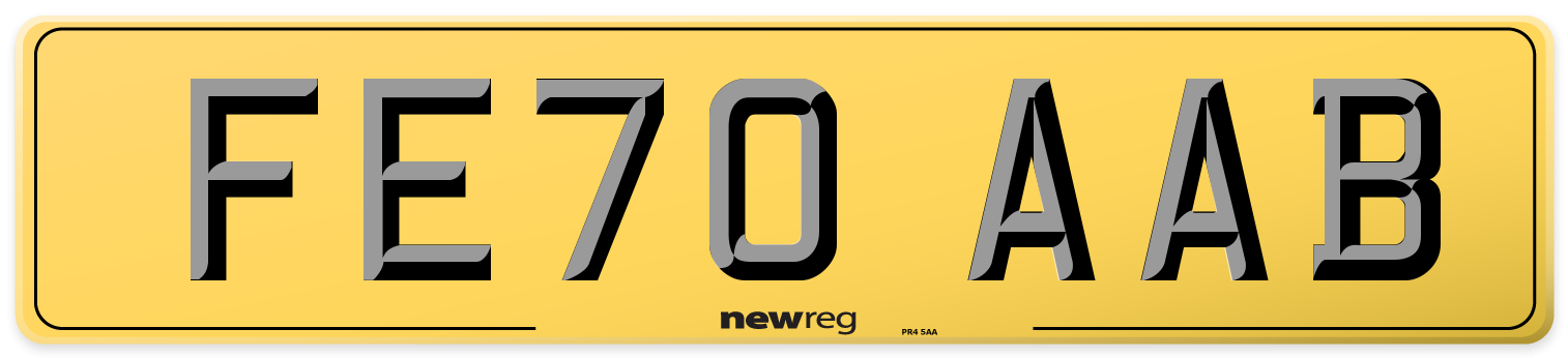 FE70 AAB Rear Number Plate