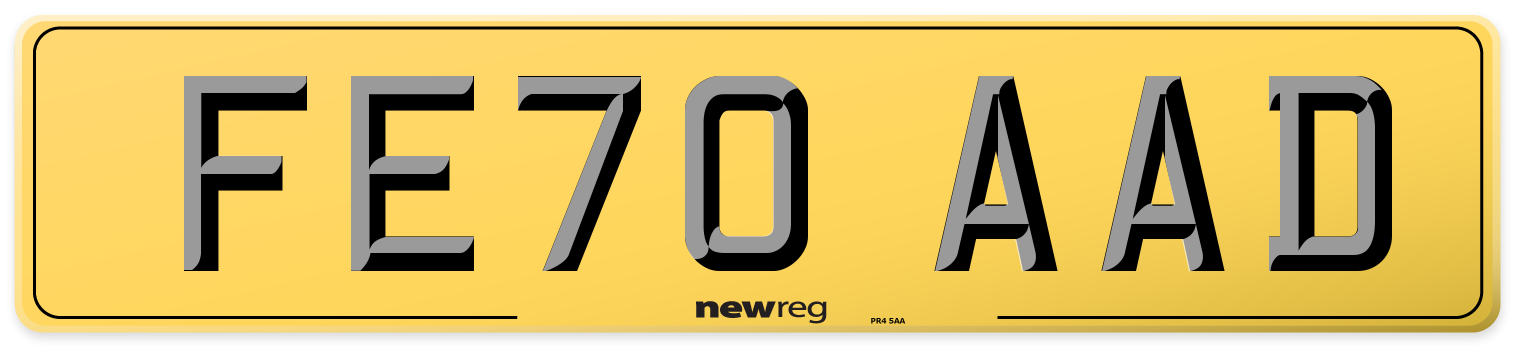 FE70 AAD Rear Number Plate