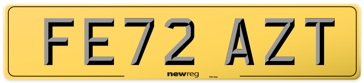 FE72 AZT Rear Number Plate