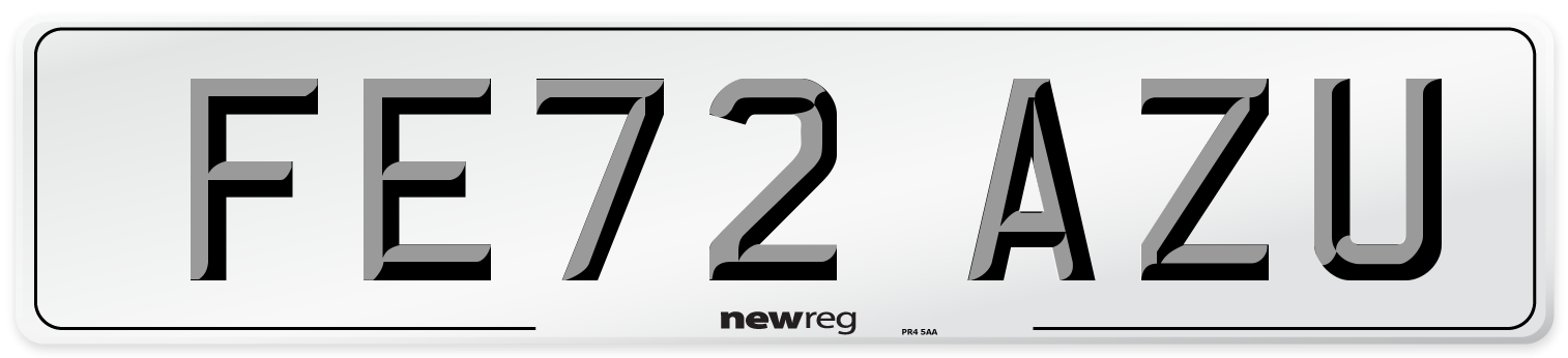 FE72 AZU Front Number Plate