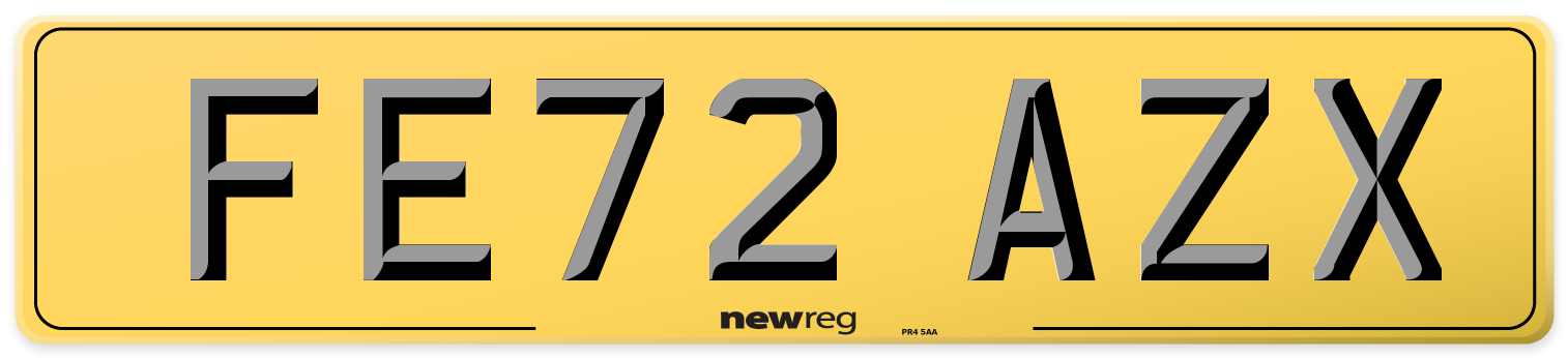 FE72 AZX Rear Number Plate