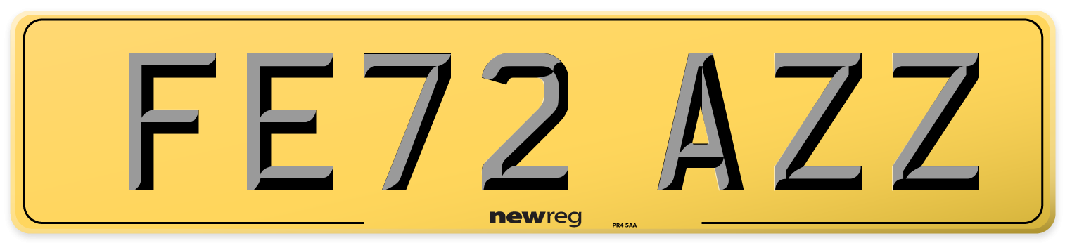 FE72 AZZ Rear Number Plate