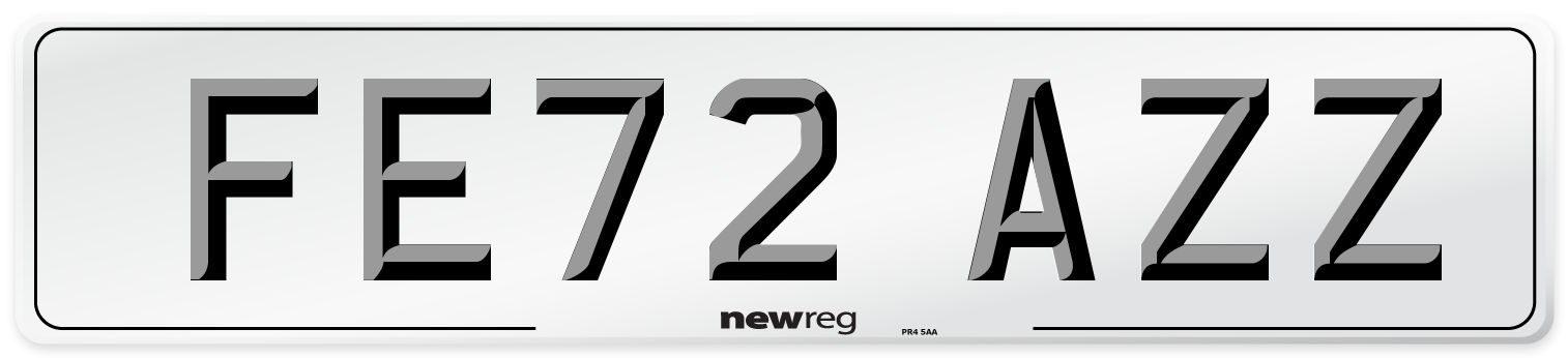FE72 AZZ Front Number Plate