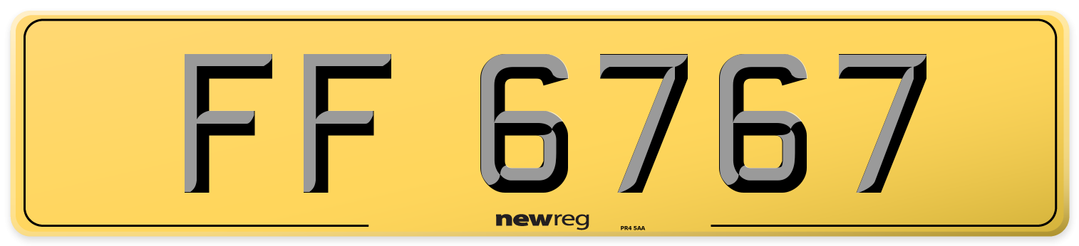 FF 6767 Rear Number Plate