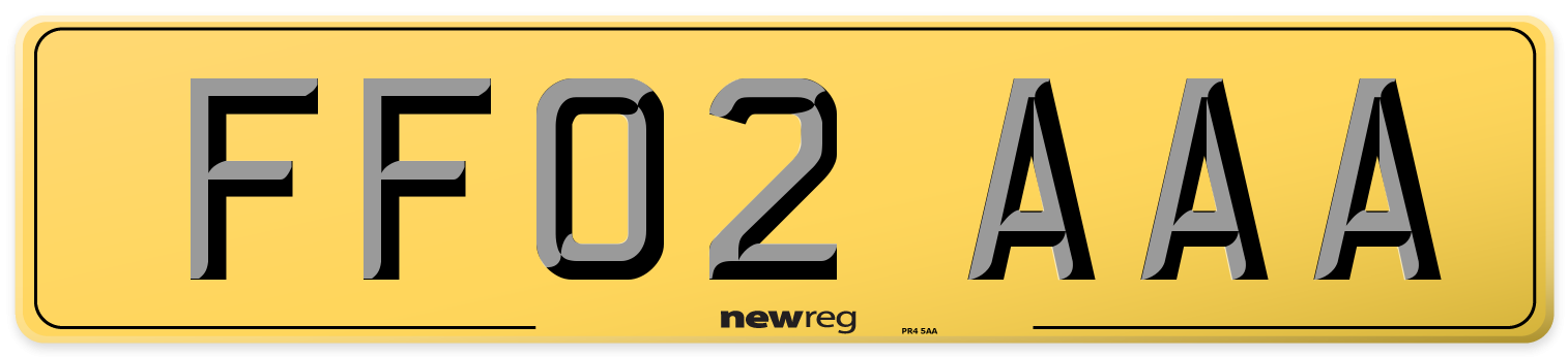 FF02 AAA Rear Number Plate