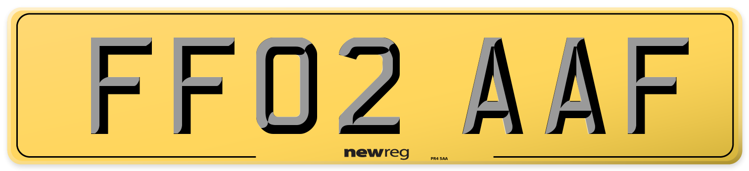 FF02 AAF Rear Number Plate