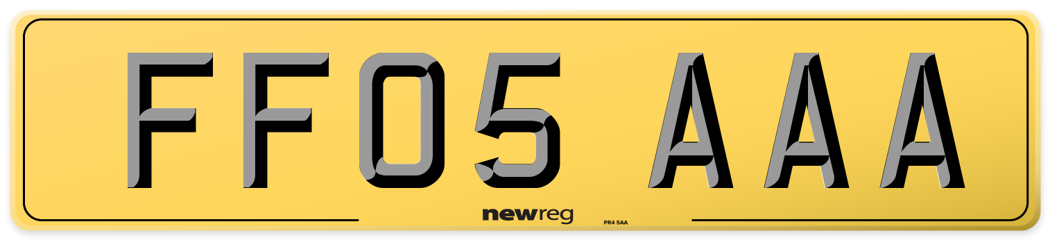 FF05 AAA Rear Number Plate