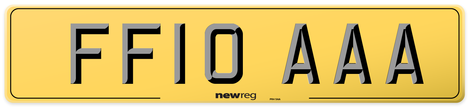 FF10 AAA Rear Number Plate