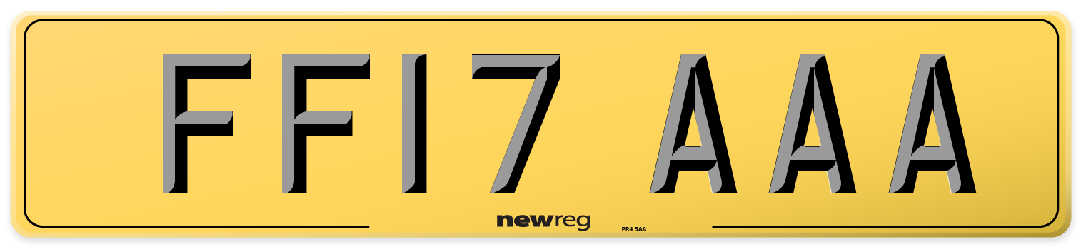 FF17 AAA Rear Number Plate