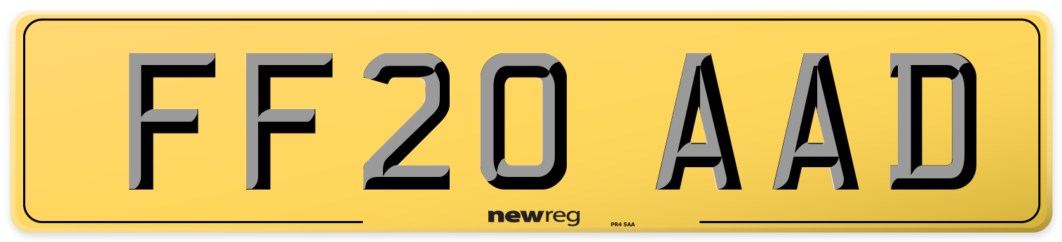 FF20 AAD Rear Number Plate