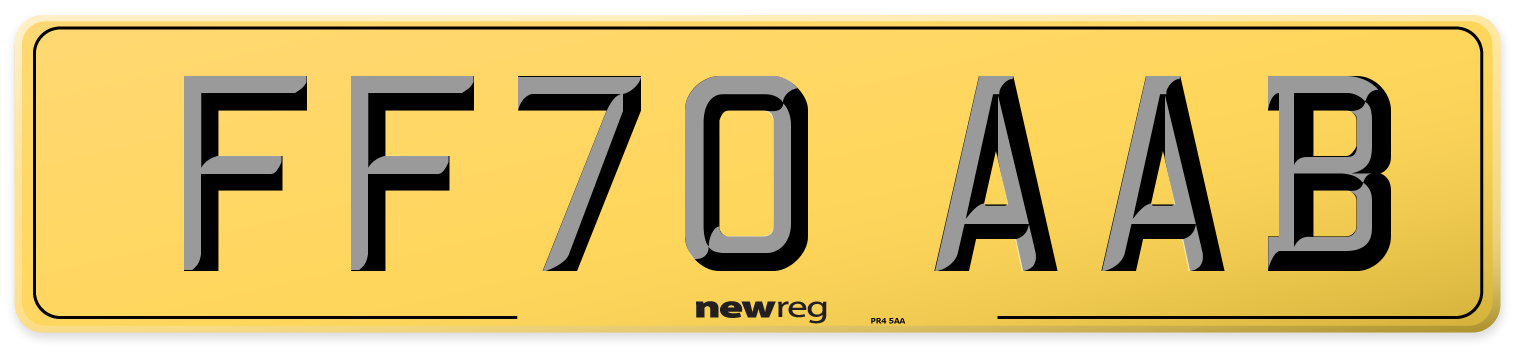 FF70 AAB Rear Number Plate