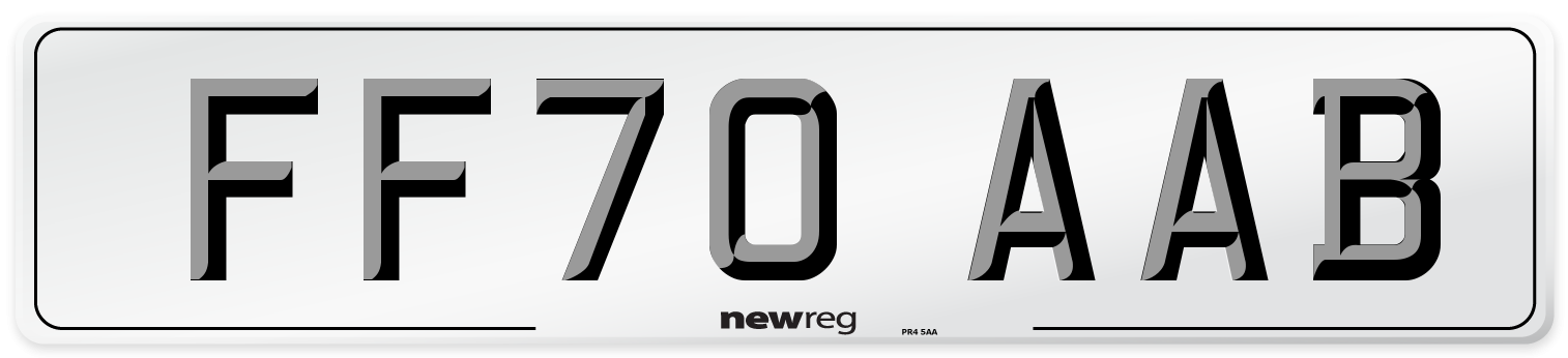 FF70 AAB Front Number Plate