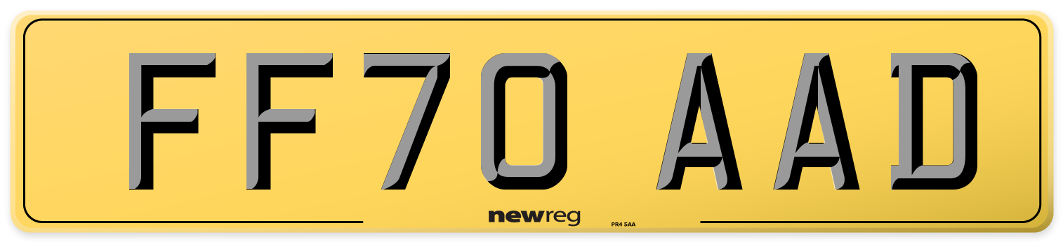 FF70 AAD Rear Number Plate