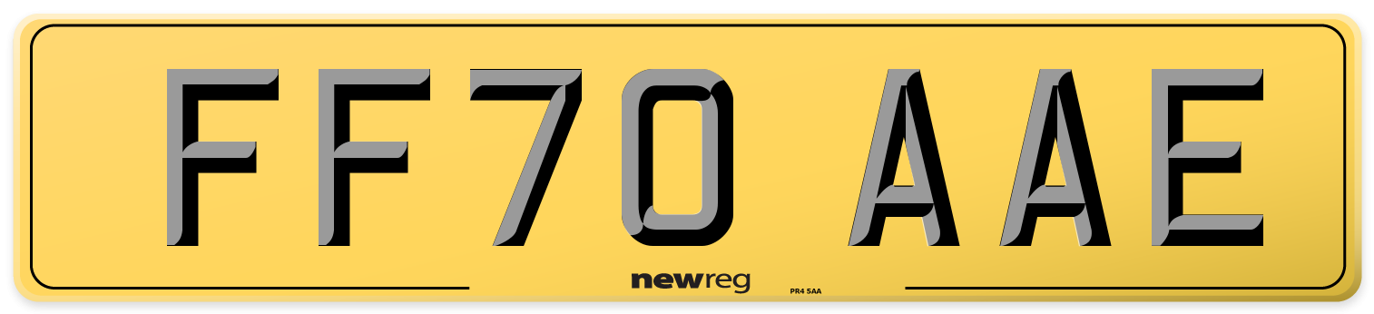 FF70 AAE Rear Number Plate