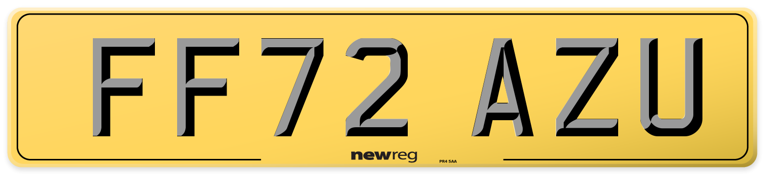 FF72 AZU Rear Number Plate
