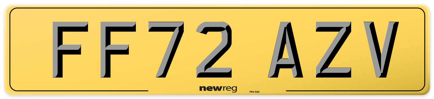 FF72 AZV Rear Number Plate