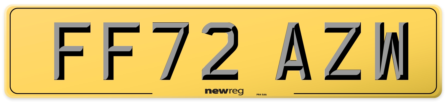 FF72 AZW Rear Number Plate