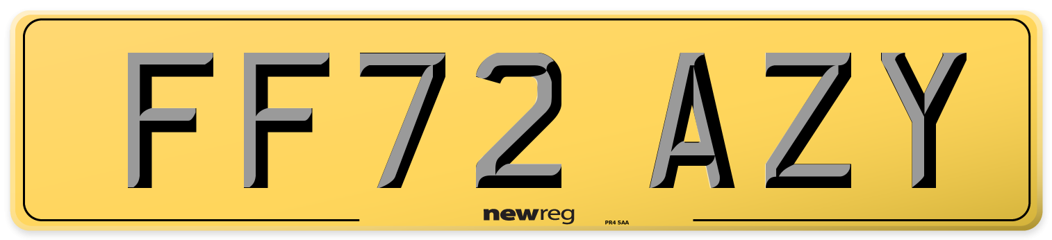 FF72 AZY Rear Number Plate