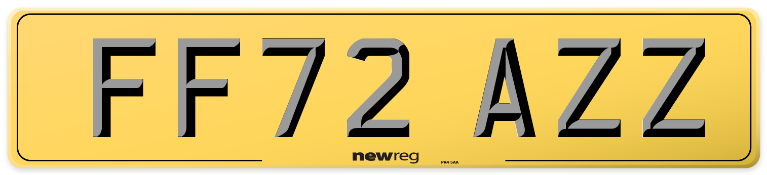FF72 AZZ Rear Number Plate