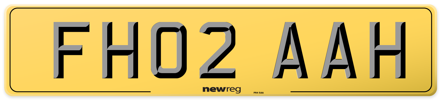 FH02 AAH Rear Number Plate