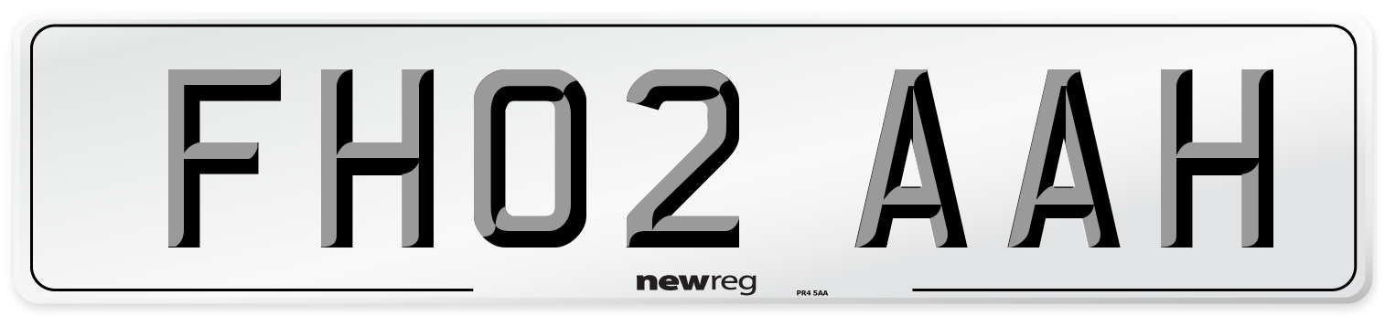 FH02 AAH Front Number Plate