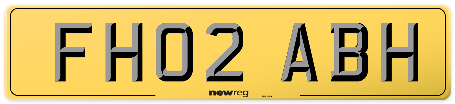 FH02 ABH Rear Number Plate