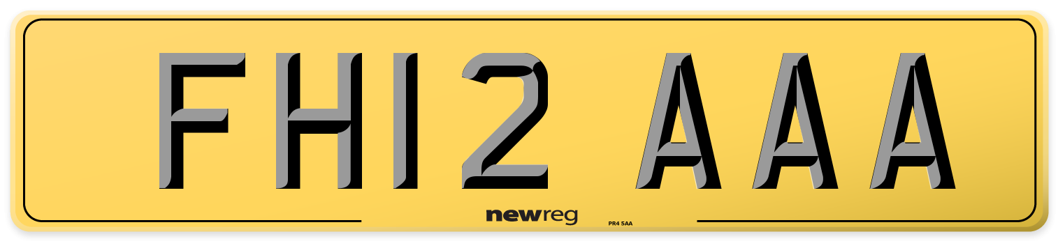 FH12 AAA Rear Number Plate