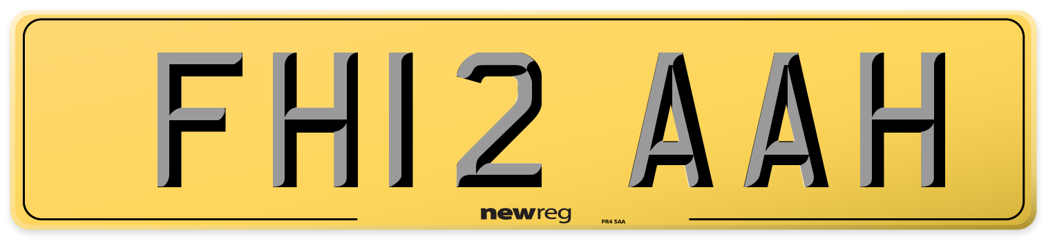 FH12 AAH Rear Number Plate