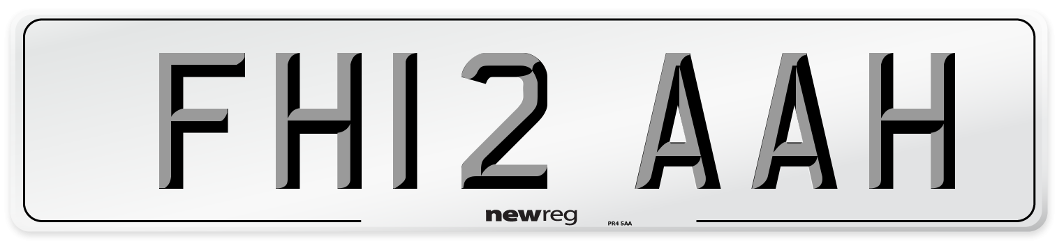 FH12 AAH Front Number Plate