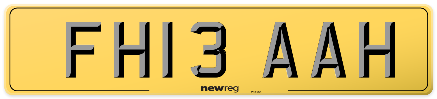 FH13 AAH Rear Number Plate